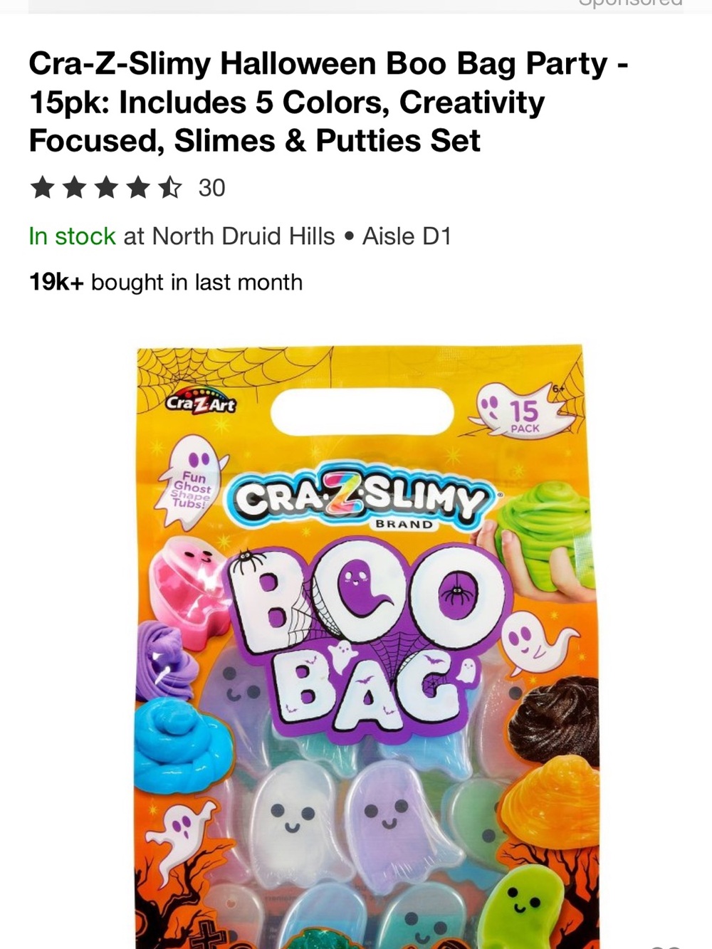 Cra-Z-Slimy Boo Bag Halloween Slime Party Pack - Multicolor